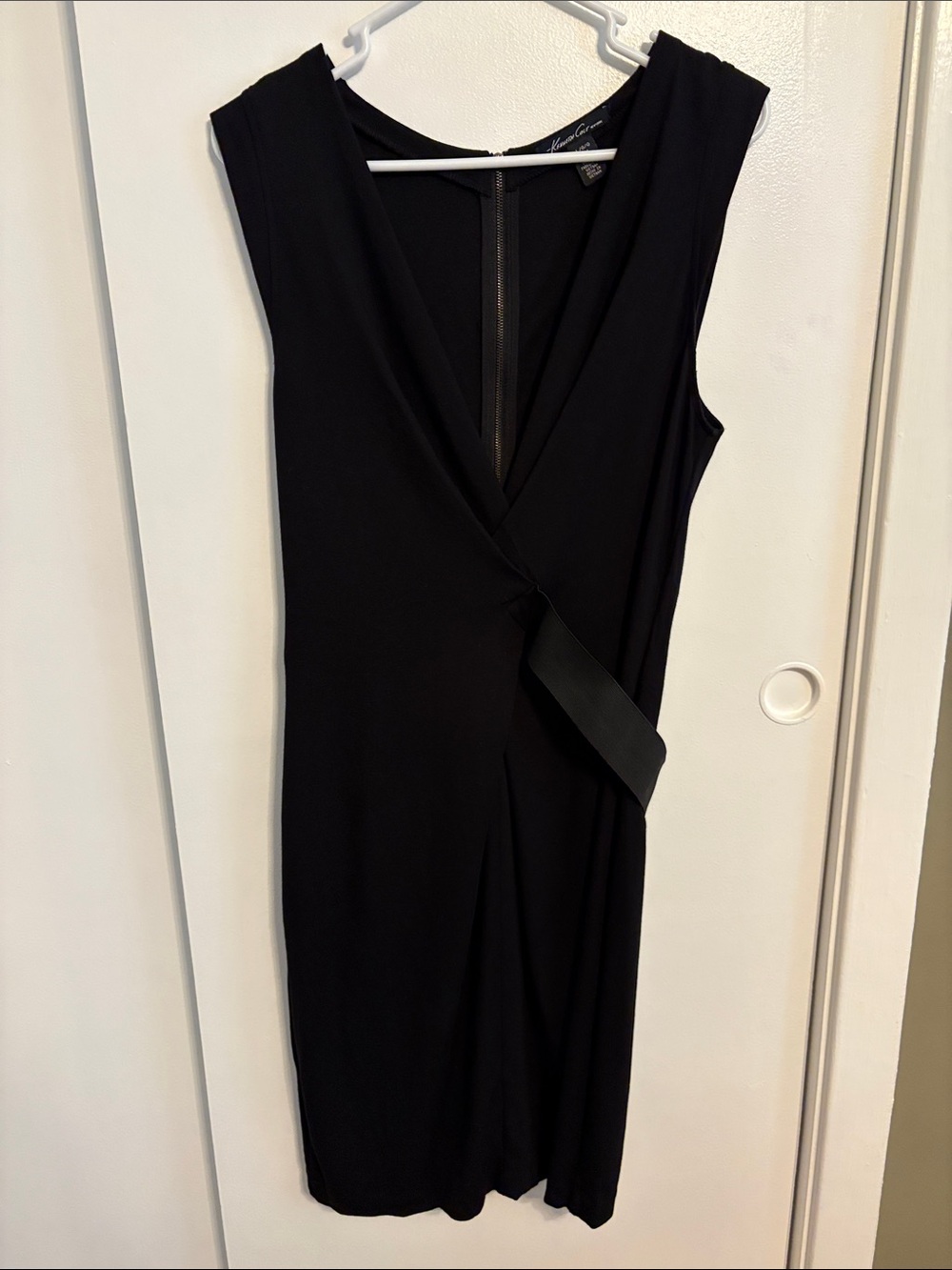 Kenneth Cole Black Sleeveless Wrap-Style Midi Dress